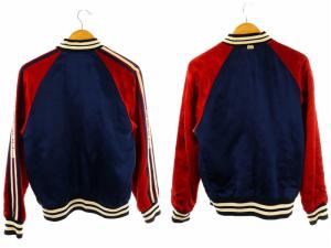 GUCCI リバーシブル サテン ボンバージャケット 50 ネイビー レッド 501100