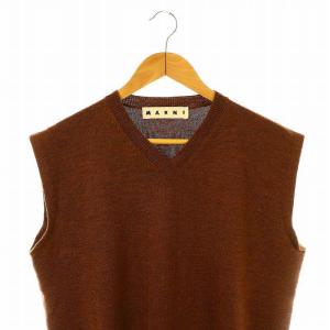 MARNI ウール Vネック ニットベスト 46 ブラウン /ES OS