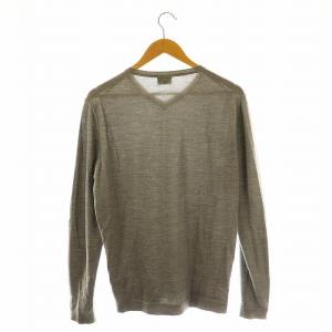 JIL SANDER ウール シルク Vネック ニット セーター 長袖 52 グレー /ES OS