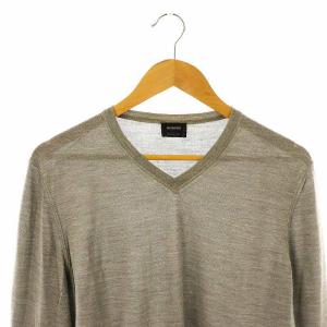 JIL SANDER ウール シルク Vネック ニット セーター 長袖 52 グレー /ES OS