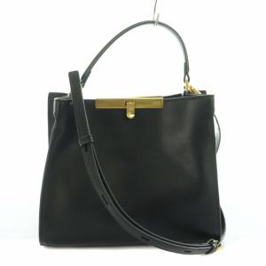 2WAY ショルダーバッグ ハンドバッグ フェイクレザー 黒 ブラック OS