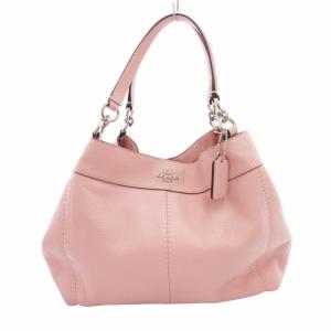 美品 2way ハンドバッグ ショルダー ロゴ パッチ レザー ピンク F28992 /HO AA