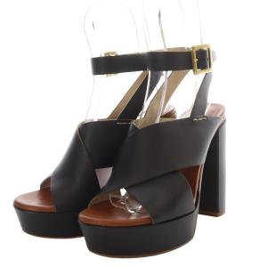 Chloe サンダル ハイヒール クロスストラップ レザー 37 ブラック /YO17
