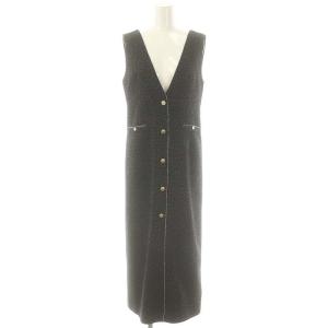 24AW ツイード Iライン ジャンスカ ワンピース マキシ ロング 1 黒 ブラック /AT OS
