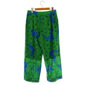 TOMORROWLAND collection 24SS アイレットハイビスカスストレートパンツ ジッパーフライ 刺繍 36 グリーン マルチカラー /DO