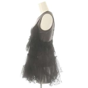 SNIDEL 24AW チュールキャミレイヤードトップス ブラウス ノースリーブ インナー付き F 黒 グレー /MI