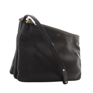 CELINE フィービー期 トリオ レザー ショルダーバッグ ブラック