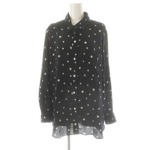 星柄 長袖シャツ ブラック ホワイト /DF OS