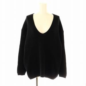 MALUアゼ V プルオーバー ニット セーター 長袖 ブラック /DF OS