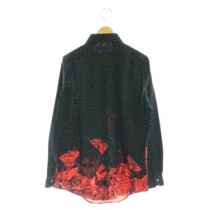 PAUL SMITH ローズドットプリントシャツ 長袖 S 黒 ブラック 赤 レッド