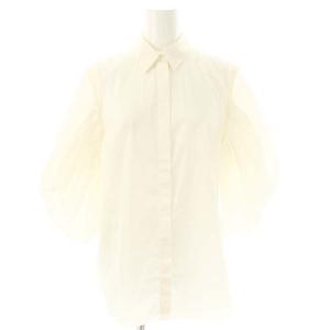 コットンボリュームスリーブシャツ ブラウス 半袖 前開き 36 白 /NR OS