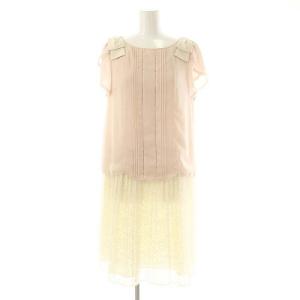 CASTRIES ドレス ワンピース 切替 レース リボン 2 ピンク アイボリー /MI OS