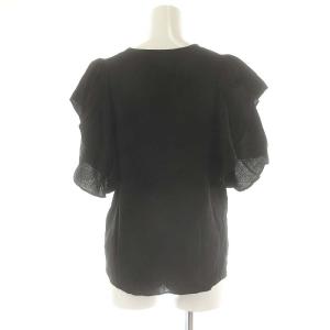 NOBLE 24SS ファジーリネンラッフルブラウス 半袖 ブラック /HK OS