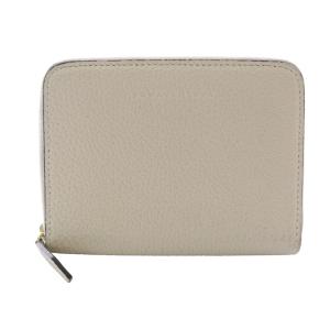 ラウンドファスナー レザー 財布 二つ折り ロゴ オフホワイト /SR1