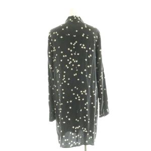 EQUIPMENT フェム FEMME シルク 星柄 長袖 シャツワンピース S/P 黒 オフホワイト /MI OS