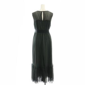 GRACE CONTINENTAL 24AW プリーツロングドレス ワンピース マキシ ノースリーブ 36 グレー 0124335049