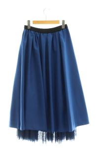 GRACE CONTINENTAL 24AW ツイル2WAY スカート フレア ロング 36 ブルー /DF OS
