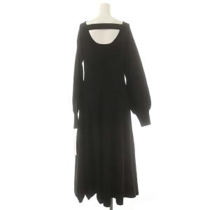 GRACE CONTINENTAL 25SS バックオープンニットワンピース ロング 長袖 36 黒 /HK OS