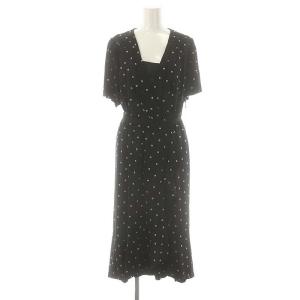 23AW 小花刺繍カシュクールワンピース ロング 半袖 36 黒 /HK OS