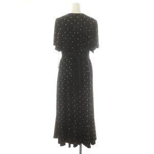GRACE CONTINENTAL 23AW 小花刺繍カシュクールワンピース ロング 半袖 36 黒 /HK OS
