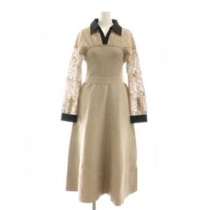 23AW レースレイヤードニットワンピース ミモレ ロング スキッパー 36 モカ