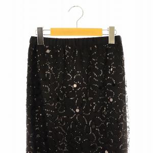 Diagram GRACE CONTINENTAL 23AW スパンコールチュールスカート ギャザー ミモレ ロング 36 黒 ブラック 0323321135