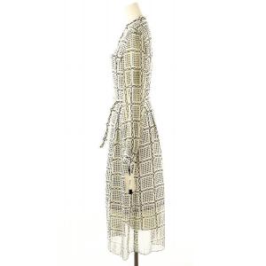 Diagram GRACE CONTINENTAL 25SS チェーンチェック柄 ワンピース 38 白 黒