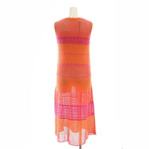 GRACE CONTINENTAL 23SS バイカラーナローニットワンピース ノースリーブ 36 オレンジ ピンク
