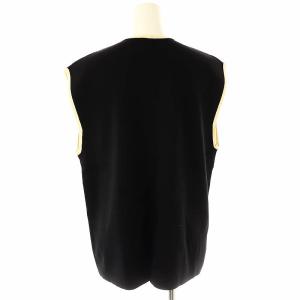 Diagram GRACE CONTINENTAL 24SS バイカラーニットベスト 前開き Vネック 36 黒 ブラック 白 ホワイト 0324257070