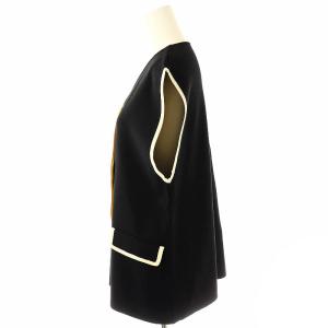 Diagram GRACE CONTINENTAL 24SS バイカラーニットベスト 前開き Vネック 36 黒 ブラック 白 ホワイト 0324257070