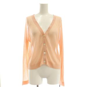 24AW リブシアーニットカーディガン Vネック 36 コーラルピンク