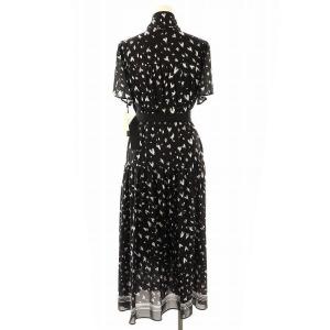 Diagram GRACE CONTINENTAL 24AW ハートレオパードプリントワンピース ロング 半袖 36 ブラック ホワイト