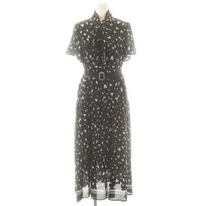 24AW ハートレオパードワンピース ボウタイリボン ベルト付き インナー付き 36 黒 白