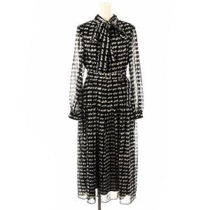 24AW ハートキカプリントワンピース 36 ブラック ホワイト