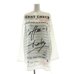 D_Cafeトップ カットソー 長袖 チュニック丈 36 白 ホワイト 0321441278