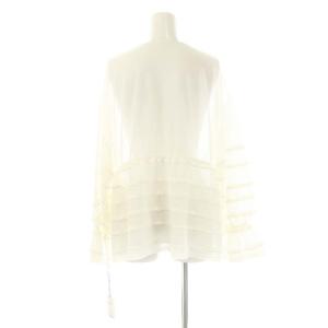 GRACE CONTINENTAL 24SS シアーフリルニットカーディガン 長袖 薄手 Vネック ジップアップ 36 白 /NR OS