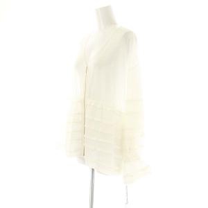 GRACE CONTINENTAL 24SS シアーフリルニットカーディガン 長袖 薄手 Vネック ジップアップ 36 白 /NR OS