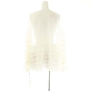 GRACE CONTINENTAL 24SS シアーフリルニットカーディガン 長袖 薄手 Vネック ジップアップ 36 白 /NR OS