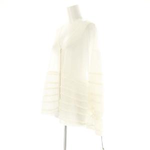 GRACE CONTINENTAL 24SS シアーフリルニットカーディガン 長袖 薄手 Vネック ジップアップ 36 白 /NR OS