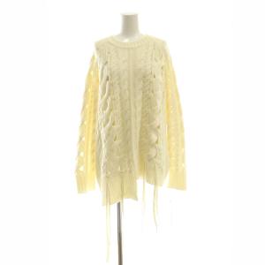 24AW オーバーケーブルニットトップ セーター 長袖 36 白 ホワイト /AT OS