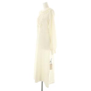 GRACE CONTINENTAL 24SS エスニック刺繍ニットワンピース ロング 長袖 36 白