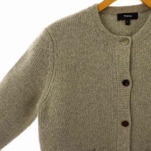 Theory 23AW Felted Wool Cash Classic Knit Jkt ニットジャケット ノーカラー P グレー