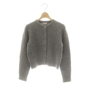 カーディガン ニット 長袖 ウール モヘヤ混 グレー