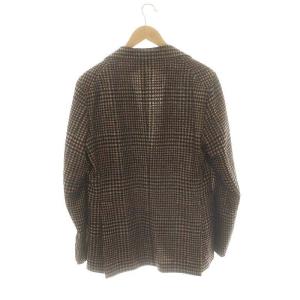 TAGLIATORE 千鳥格子2Bテーラードジャケット アルパカ混 ウール混 シルク混 48 ブラウン