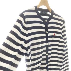 POLO RALPH LAUREN ボーダークルーネックカーディガン ニット 長袖 S 紺 白 ネイビー ホワイト 211780396001