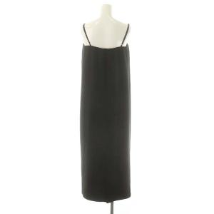 NOBLE 24AW コンパクトサテンギャザーキャミワンピース ロング 黒 ブラック /NR OS SH