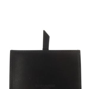 SAINT LAURENT PARIS レザー ミラーカードケース ロゴ 黒 ブラック /SR5 SH OH