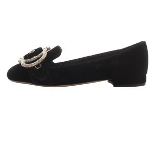 miumiu ベロア フェイクパールバックル フラットパンプス 35.5 ブラック