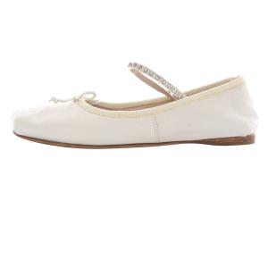 miumiu レザー ビジュー バレエシューズ 36.5 ホワイト