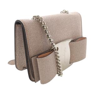 Salvatore Ferragamo ヴァラ グリッター チェーン ショルダーバッグ ピンク FZ-21 H203